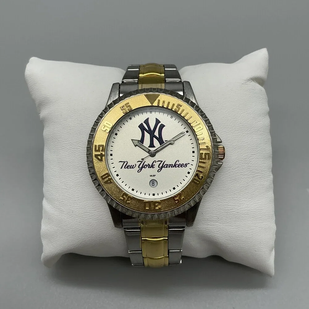Game Time New York Yankees Mens Watch 40mm Two Tone Stainless New Battery 7.75